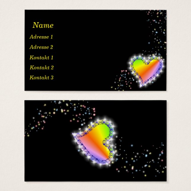 Rainbow Heart with Stars Business Cards (Front & Back)