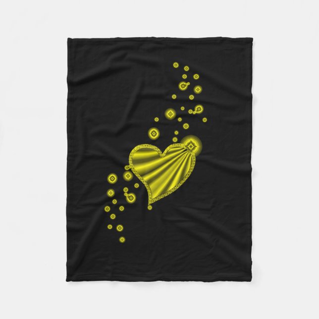 Rainbow Heart with Stars Fleece Blanket (Front)