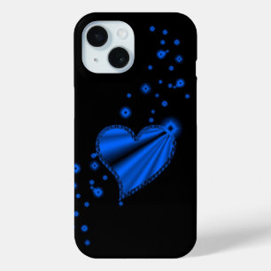 Rainbow Heart with Stars on black iPhone 15 Case