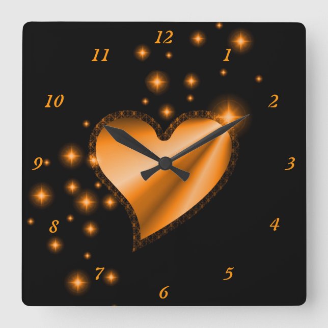 Rainbow Heart with Stars Square Wall Clock (Front)