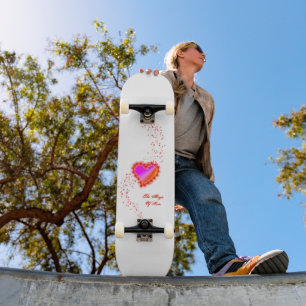 Rainbow Heart with Stars , The Magic Of Love Skateboard
