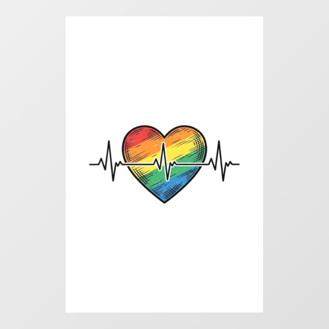 Rainbow Heartbeat Heart Vintage Engraving Design_1 (Sheet)