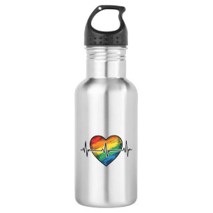 Rainbow Heartbeat Heart Vintage Engraving Design_1 532 Ml Water Bottle
