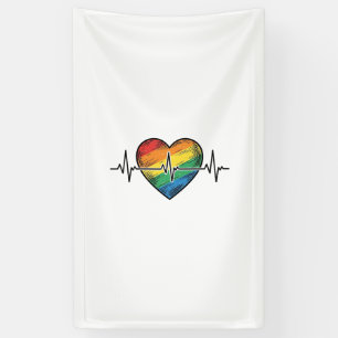 Rainbow Heartbeat Heart Vintage Engraving Design_1 Banner