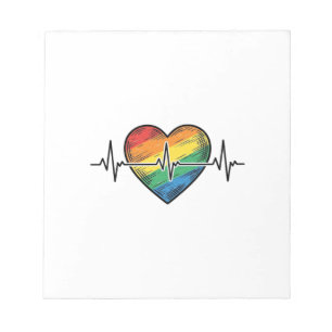 Rainbow Heartbeat Heart Vintage Engraving Design_1 Notepad