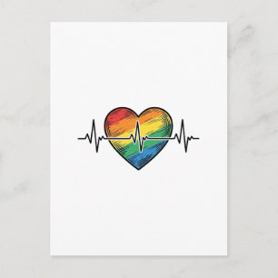 Rainbow Heartbeat Heart Vintage Engraving Design_1 Postcard