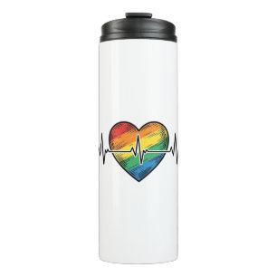 Rainbow Heartbeat Heart Vintage Engraving Design_1 Thermal Tumbler