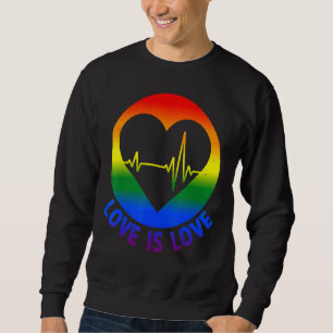 Rainbow Heartbeat Lgbt Love Is Love Lgbtq Gay Lesb Sweatshirt