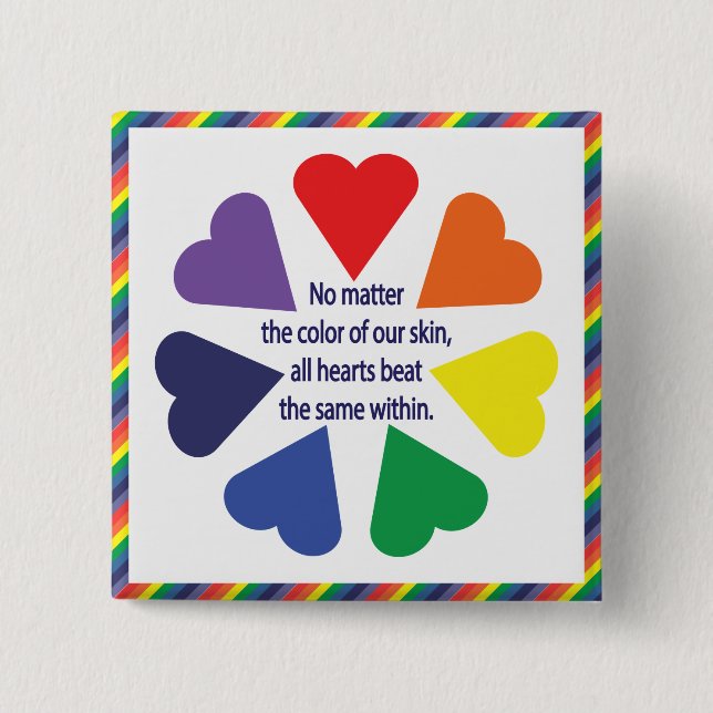 Rainbow Hearts 15 Cm Square Badge (Front)