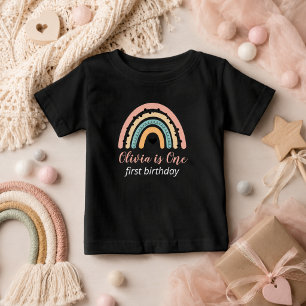 Rainbow & Hearts 1st Birthday Party Baby T-Shirt