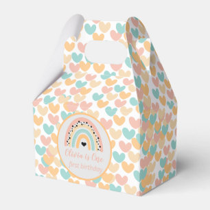 Rainbow & Hearts 1st Birthday Party Favour Box