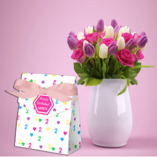 Rainbow Hearts 2nd Birthday Favour Box
