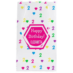 Rainbow Hearts 2nd Birthday Small Gift Bag