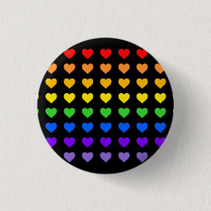 Rainbow Hearts 3 Cm Round Badge