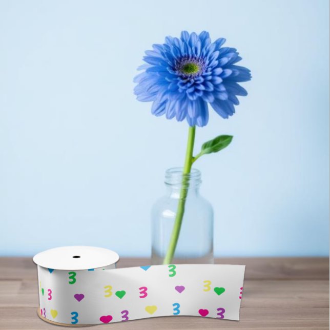 Rainbow Hearts 3rd Birthday Satin Ribbon (Creator Uploaded)