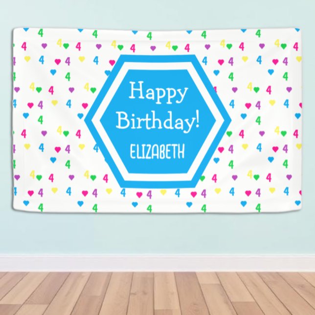 Rainbow Hearts 4th Birthday Banner (Creator Uploaded)