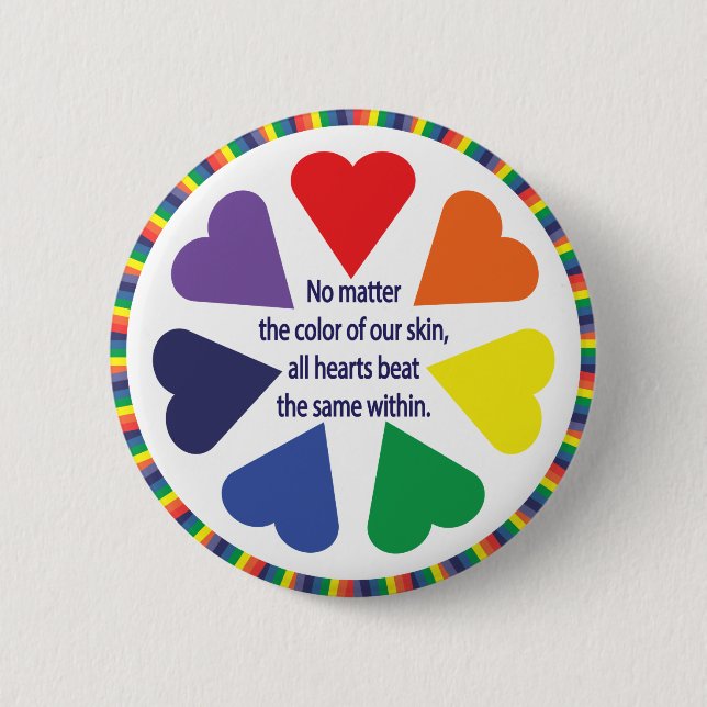 Rainbow Hearts 6 Cm Round Badge (Front)