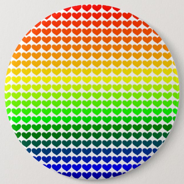 RAINBOW HEARTS 6 CM ROUND BADGE (Front)