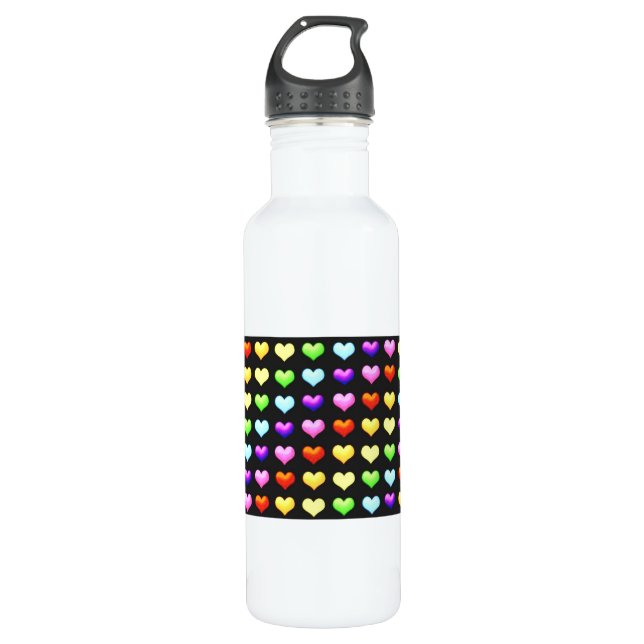 Rainbow Hearts 710 Ml Water Bottle (Front)