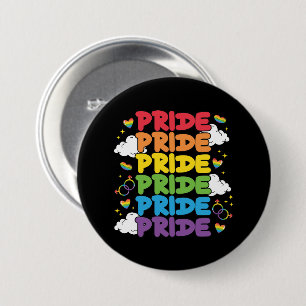Rainbow, Hearts and Clouds - Repeated Pride 7.5 Cm Round Badge