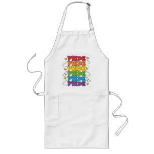 Rainbow, Hearts and Clouds - Repeated Pride Long Apron