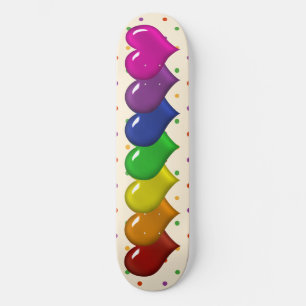Rainbow Hearts and Polka Dots Girls Skatedeck Skateboard