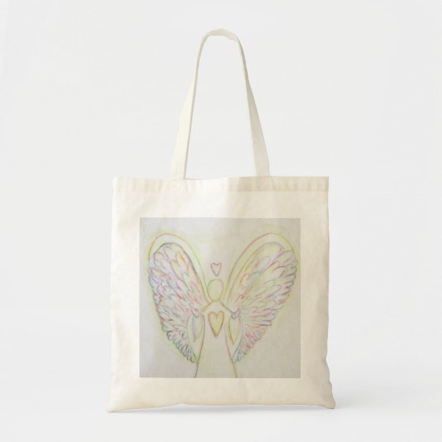 Rainbow Hearts Angel Art Tote Bag (Front)