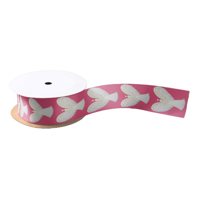 Rainbow Hearts Angel Custom Imprint Art Ribbon Satin Ribbon (Spool)