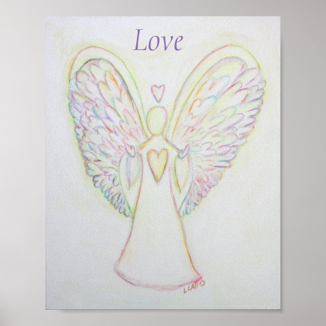 Rainbow Hearts Angel Love Art Custom Poster (Front)
