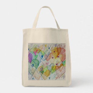 Rainbow Hearts Art Inspirational Tote Bags
