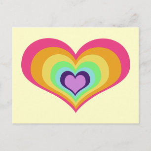 Rainbow Hearts Art Postcard