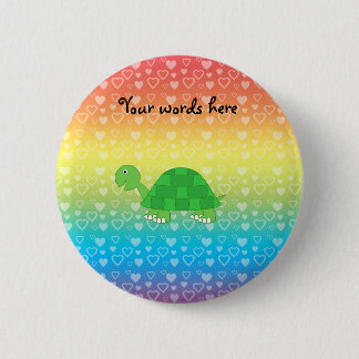 Rainbow hearts baby turtle 6 cm round badge