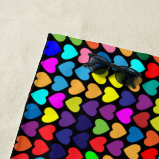 RAINBOW HEARTS BEACH TOWEL