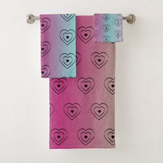 Rainbow Hearts Black Pride Heart Bath Towel Set