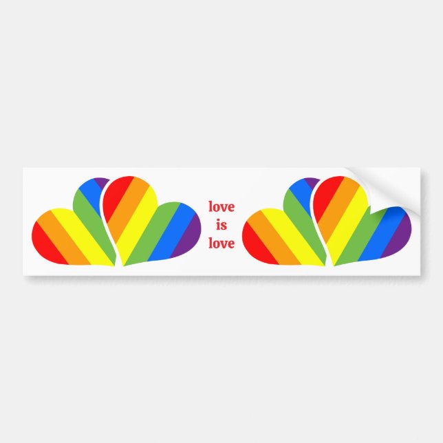 Rainbow Hearts Car Sticker LGBTQ (Front)