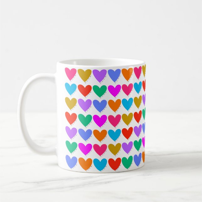 Rainbow Hearts Coffee Mug (Left)