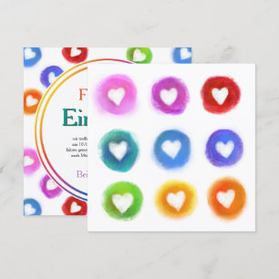 Rainbow hearts Darwins pattern Invitation