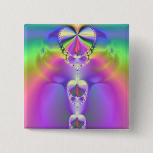 Rainbow Hearts Fractal 15 Cm Square Badge