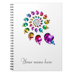 Rainbow Hearts Gay Pride LGBT Notebook (White)