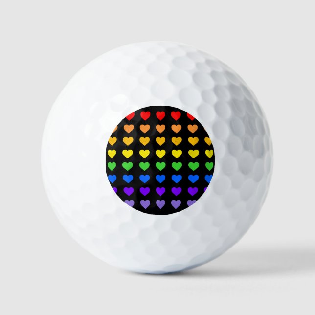 Rainbow Hearts  Golf Balls (Front)