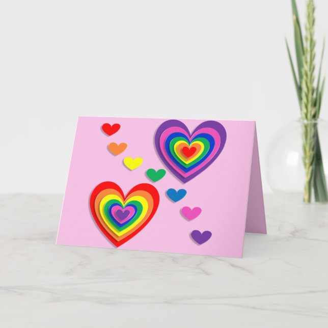 Rainbow hearts greeting card (Front)