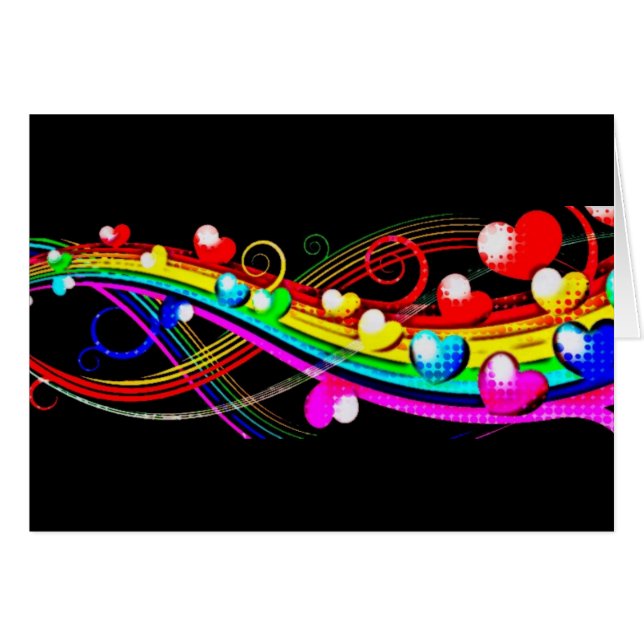Rainbow Hearts Greeting Card (Front Horizontal)