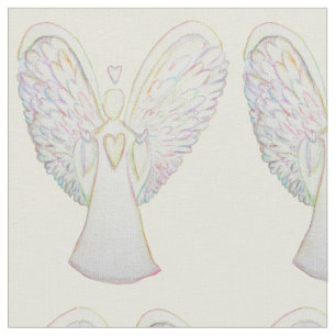 Rainbow Hearts Guardian Angel Art Fabric Material