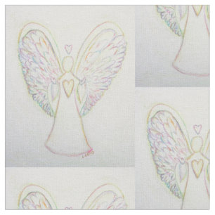 Rainbow Hearts Guardian Angel Art Fabric Material