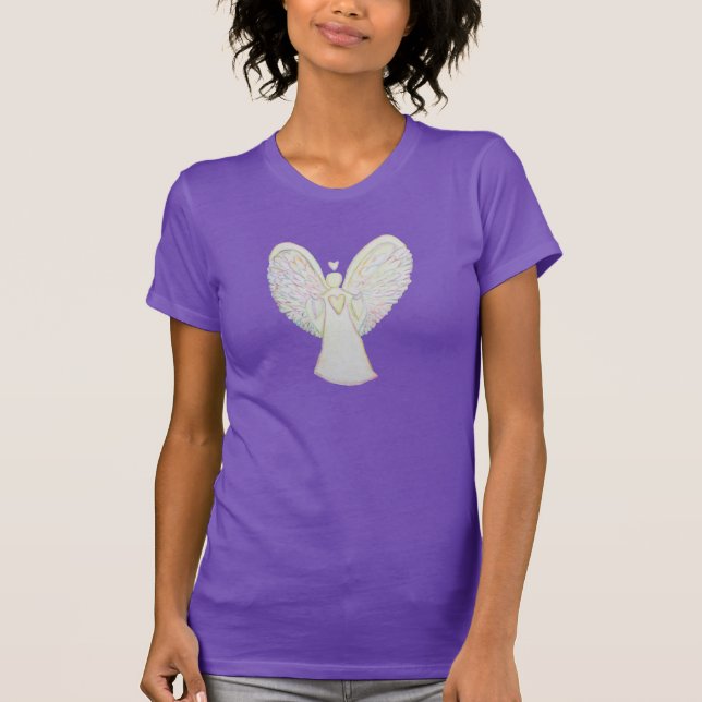 Rainbow Hearts Guardian Angel Custom Art T-Shirt (Front)