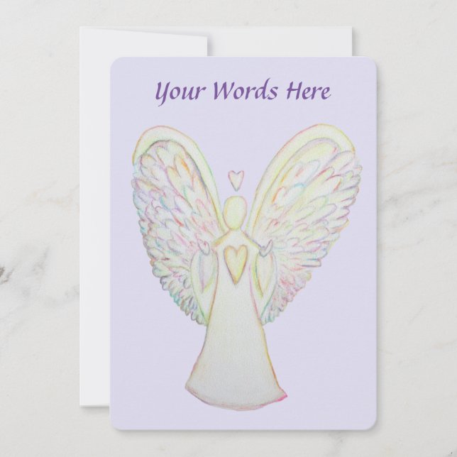 Rainbow Hearts Guardian Angel Custom Invitations (Front)
