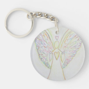 Rainbow Hearts Guardian Angel Custom Keychain