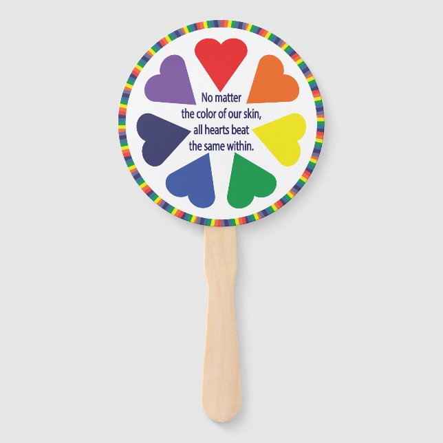 Rainbow Hearts Hand Fan (Front)
