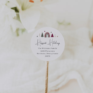 Rainbow & Hearts Happiest Holidays Envelope Seals