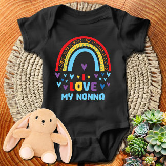 Rainbow Hearts I Love My Nonna Baby Bodysuit